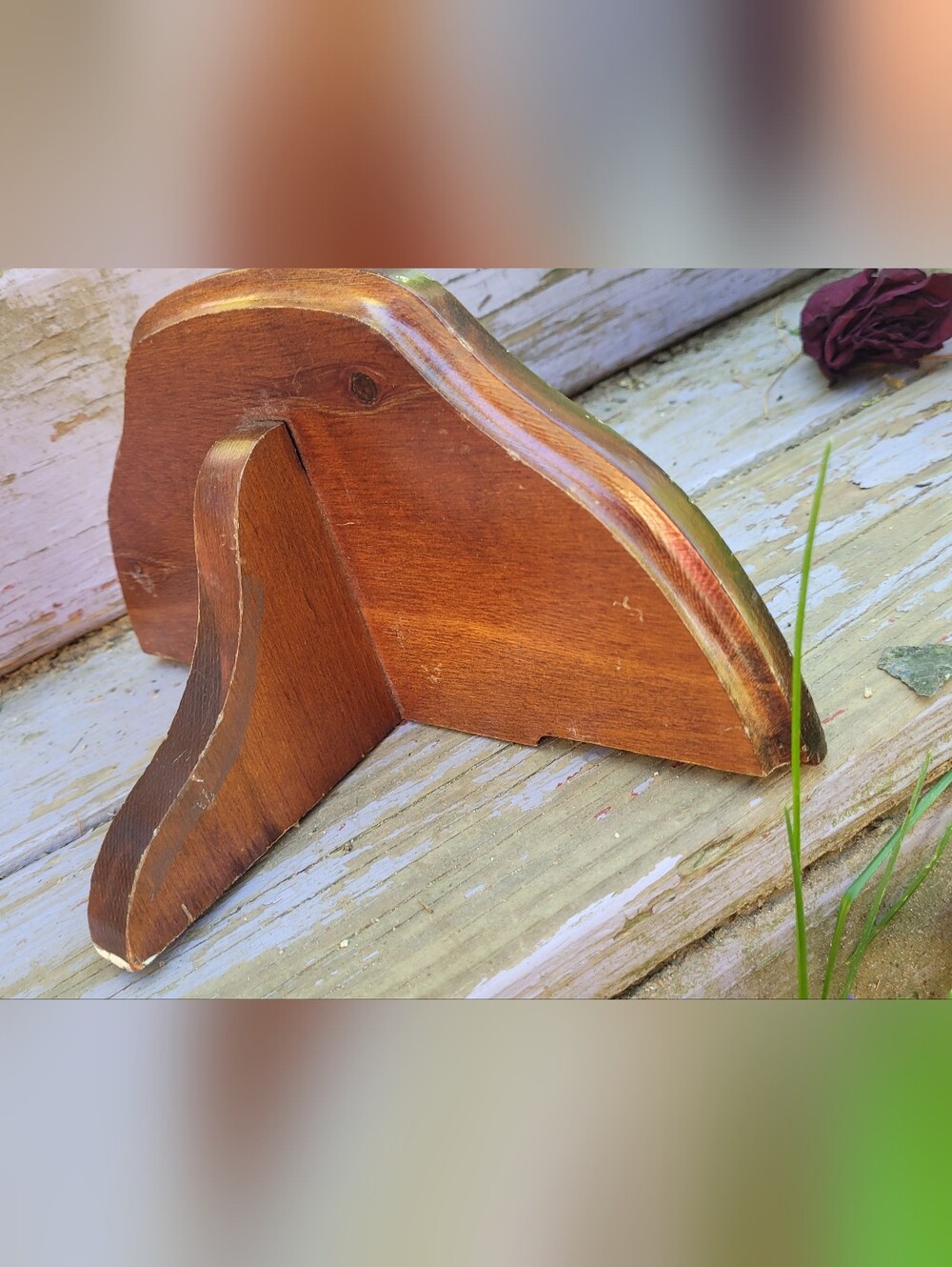Whimsical Vintage Wooden Half-Circle Wall Shelf Rustic Farmhouse Shabby Chic - Picture 2 of 9